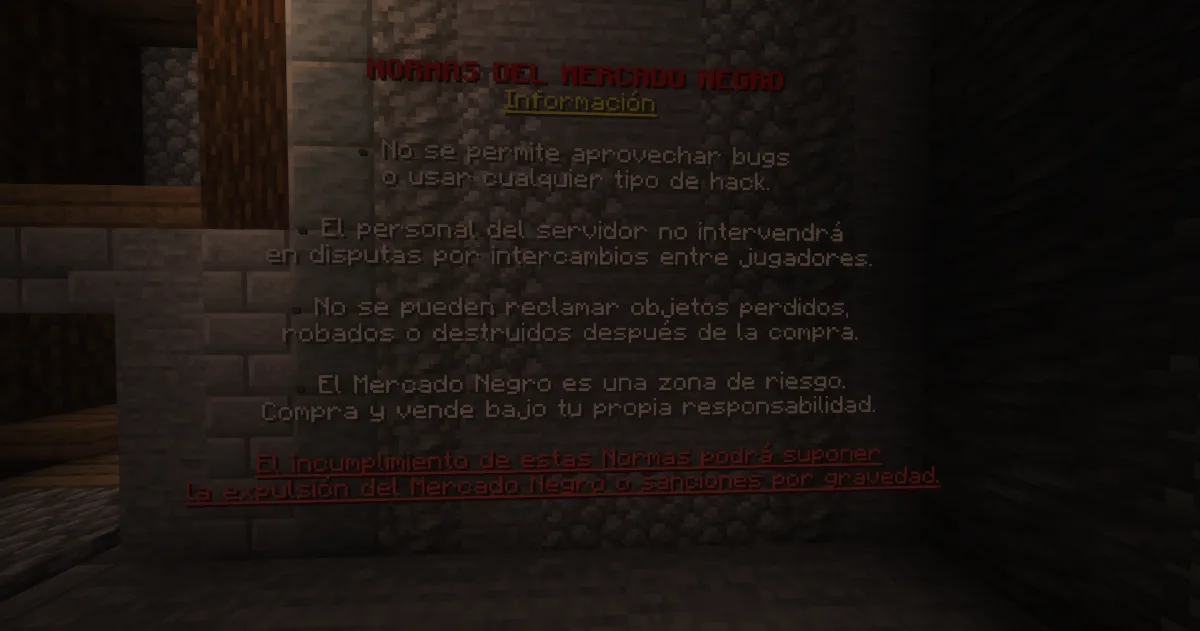 El cartel con las normas del Mercado Negro grabado en la pared